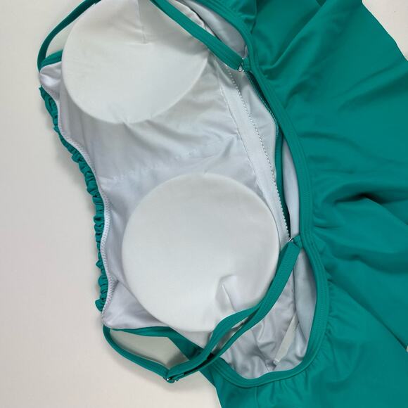 Cupshe Women's  Falbala Bikini XXL Teal ruffled top adjustable straps - Picture 13 of 13